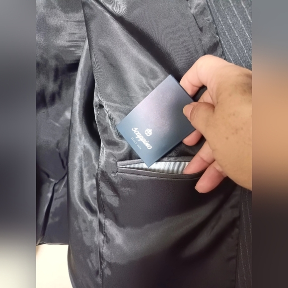 Elegant Charcoal Pinstripe Men's Blazer - Picture 10 of 16